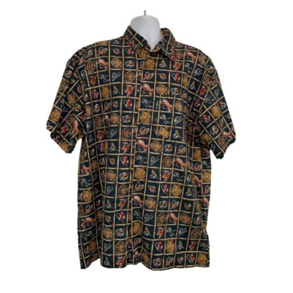 Vintage Mako Mens Shirt Size XXL Short Sleeve USA Fish Sport Fly Fish Outdoor